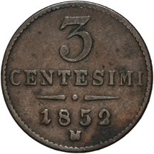 3 Centesimi Franz Joseph I. 1852 M