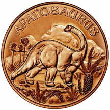 Copper Coin Apatosaurus 1 Ounce