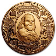 Copper Coin Banknote Benjamin Franklin 1 Ounce
