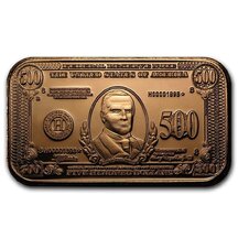 Copper Bar William McKinley Banknote 1 Ounce