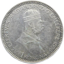 1 Koruna Franz Joseph I. 1896 - Arrival of the Hungarians