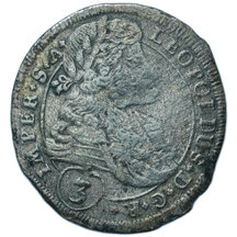 3 Grajciar Leopold I. 1698 Kutná Hora (KH)