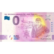0 Euro Souvenir Poland 2020 - 100th Anniversary of the Birth of St. John Paul II.