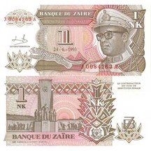 1 Nouveau Likuta 1993 Zaire