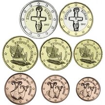 Set of Circulating Euro Coins of Cyprus 2020