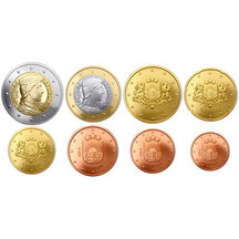 Set of Circulating Euro Coins Latvia 2014