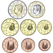 Set of circulating Euro coins of Spain 2022