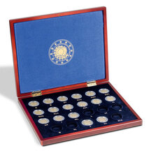 Wooden box for 23 pcs 2 EURO coins EU flag