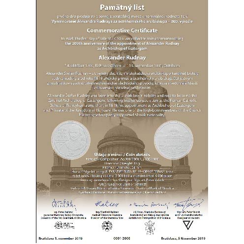 Memorial Certificate - Alexander Rudnay | Buy at Nunofi.com
